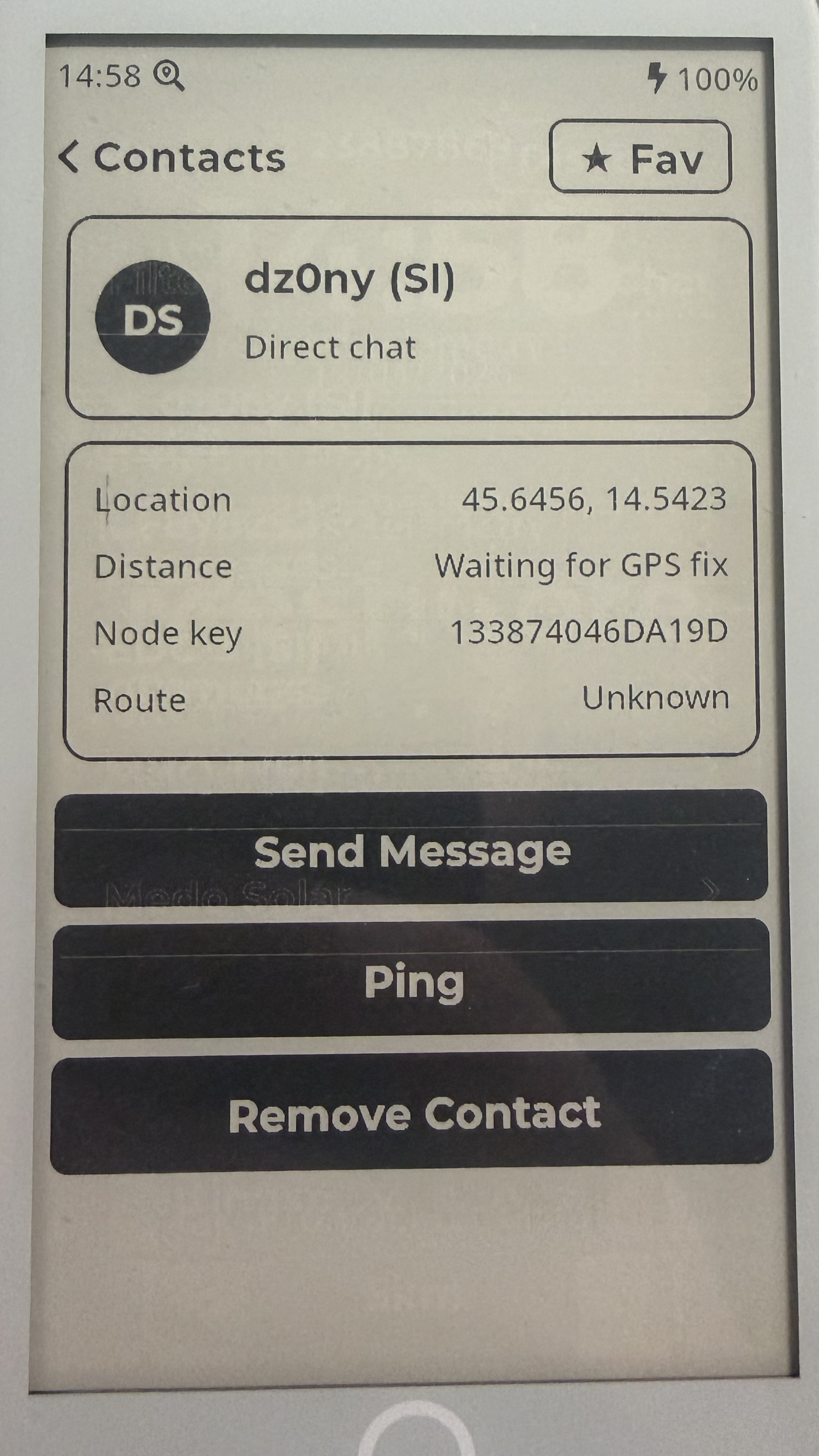 Contacts screen